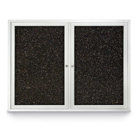 United Visual Products Sliding Door Indoor Enclosed Corkboard, 7 UV9027ACS-SATIN-FORBO